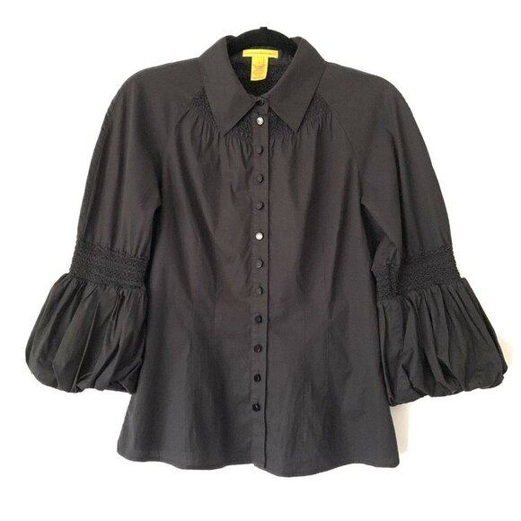 Catherine Malandrino 6 Black Button Down Shirt - Picture 1 of 6